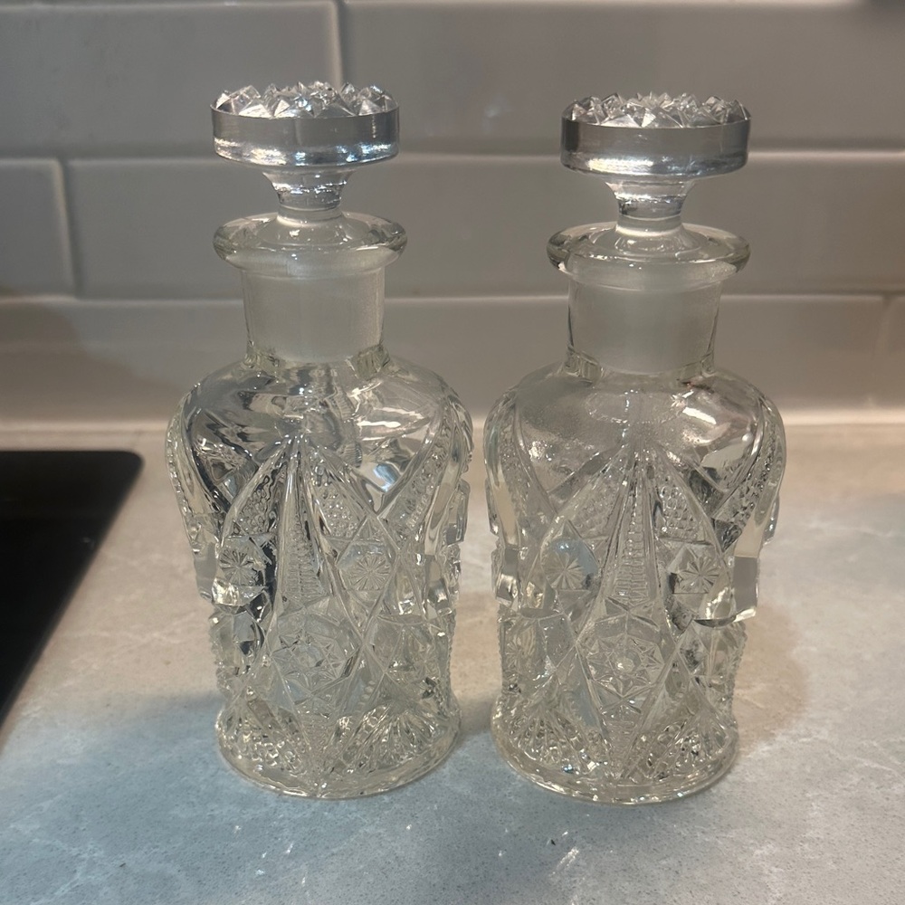 Vintage pressed glass perfume bottles